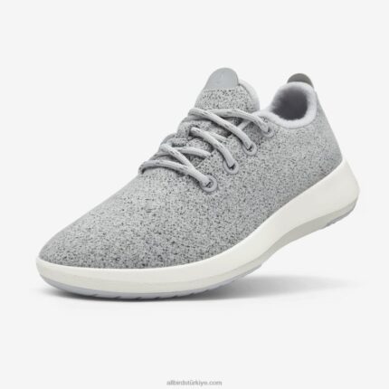 Allbirds erkek yün koşucu mizzles L6L2L48 açık gri (doğal beyaz taban)
