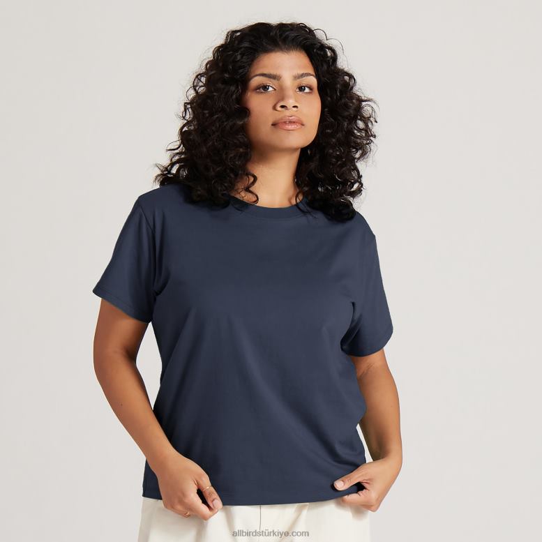 Allbirds kadın allgood pamuklu tişört L6L2L217 puslu indigo - Image 5
