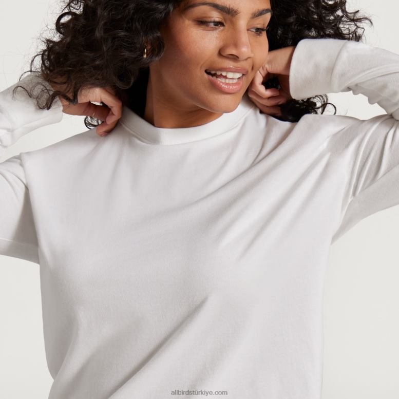 Allbirds Kadın allgood pamuklu uzun kollu tişört L6L2L220 kar fırtınası - Image 2