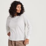 Allbirds Kadın allgood pamuklu uzun kollu tişört L6L2L220 kar fırtınası