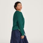 Allbirds Kadın allgood pamuklu uzun kollu tişört L6L2L221 derin zümrüt - Image 2