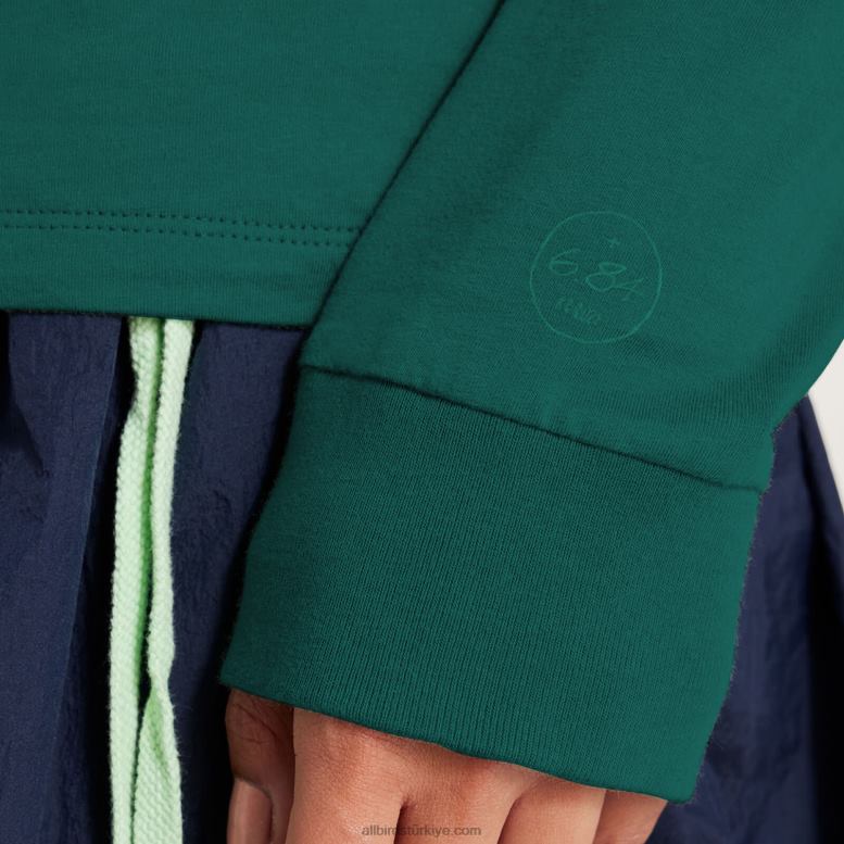 Allbirds Kadın allgood pamuklu uzun kollu tişört L6L2L221 derin zümrüt - Image 5