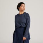 Allbirds Kadın allgood pamuklu uzun kollu tişört L6L2L222 puslu indigo