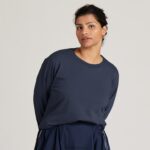 Allbirds Kadın allgood pamuklu uzun kollu tişört L6L2L222 puslu indigo - Image 4