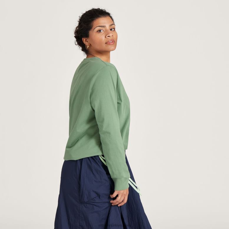 Allbirds Kadın allgood pamuklu uzun kollu tişört L6L2L223 puslu kargo - Image 2